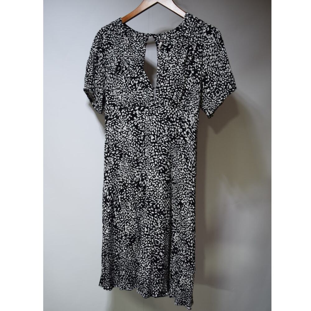 Free People Women's Black White Abstract Print Keyhole Dress Size 6